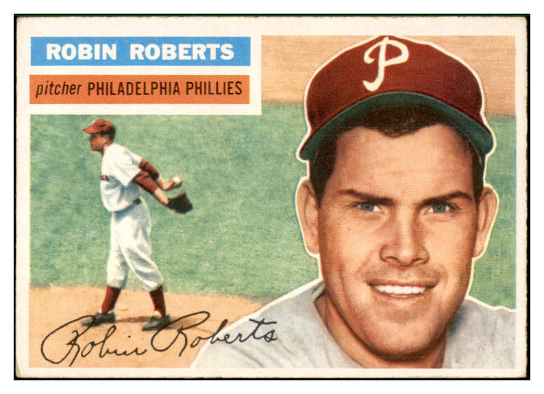 1956 Topps Baseball #180 Robin Roberts Phillies EX White 537494
