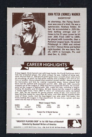 1970 Rold Gold #009 Honus Wagner Pirates NR-MT 537524