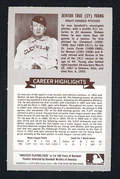 1970 Rold Gold #012 Cy Young Indians NR-MT 537532