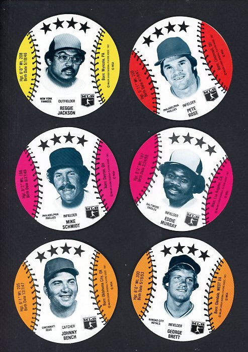 1981 MSA MLBPA Mini Discs Complete Set EX-MT/NR-MT Brett Rose 537538