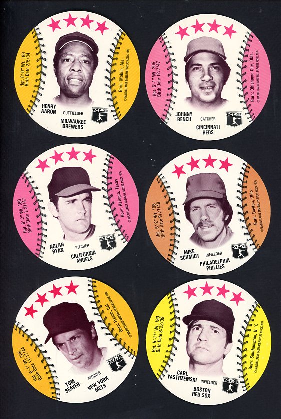 1976 MLBPA Discs Complete Set EX-MT/NR-MT Blank Back Aaron Ryan 537542