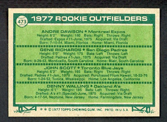 1977 Topps Baseball #473 Andre Dawson Expos NR-MT 537698