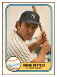 1981 Fleer #087 Graig Nettles Yankees NR-MT Error 537785