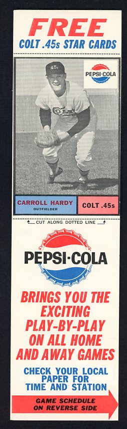 1963 Pepsi Cola Carroll Hardy Colt .45s EX-MT w Tab 537804