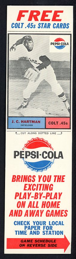 1963 Pepsi Cola J.C. Hartman Colt .45s EX-MT w Tab 537805