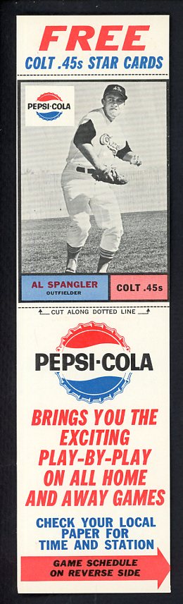 1963 Pepsi Cola Al Spangler Colt .45s EX-MT w Tab 537809