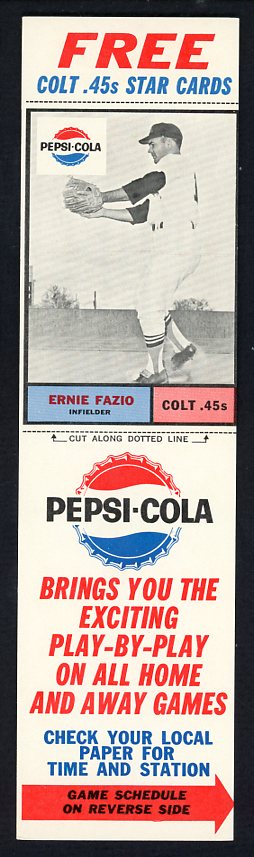 1963 Pepsi Cola Ernie Fazio Colt .45s EX-MT w Tab 537810