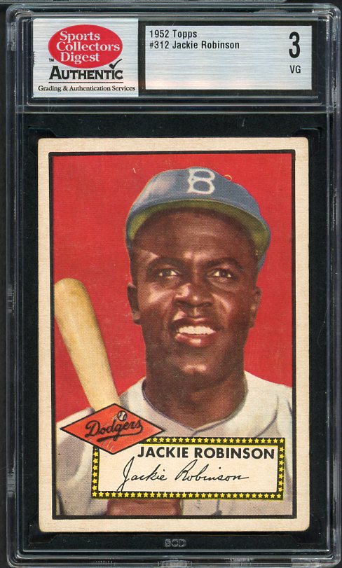 1952 Topps #312 Jackie Robinson Dodgers SCD 3 VG 537900
