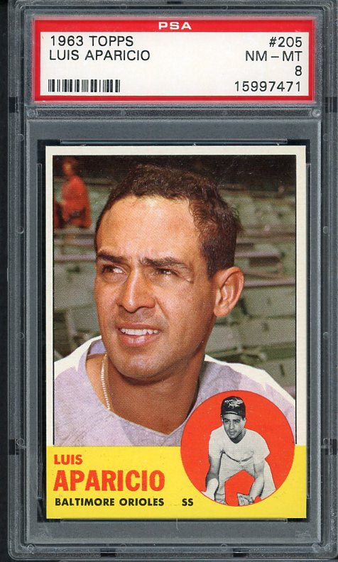 1963 Topps Baseball #205 Luis Aparicio Orioles PSA 8 NM/MT 537934