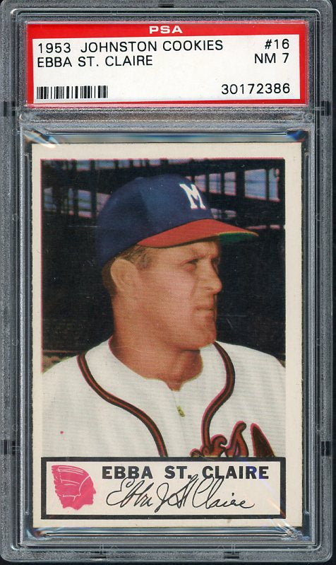 1953 Johnston Cookies #016 Ebba St. Claire Braves PSA 7 NM 537947
