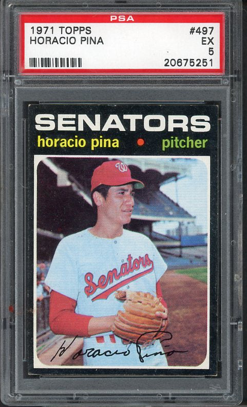 1971 Topps Baseball #497 Horacio Pina Senators PSA 5 EX 537949