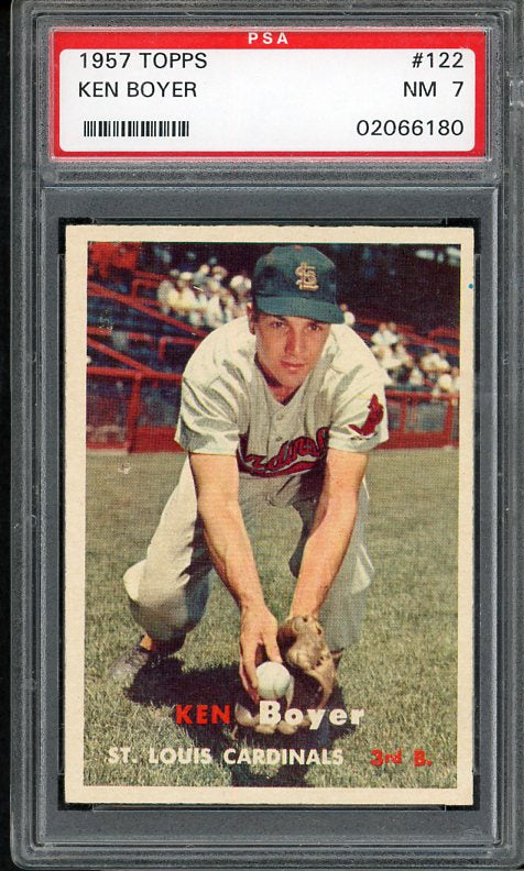 1957 Topps Baseball #122 Ken Boyer Cardinals PSA 7 NM 537950
