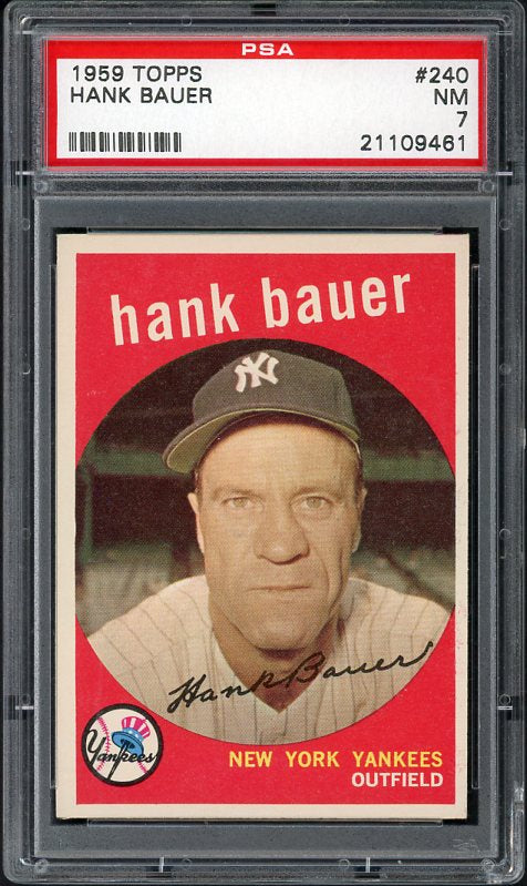 1959 Topps Baseball #240 Hank Bauer Yankees PSA 7 NM 537959