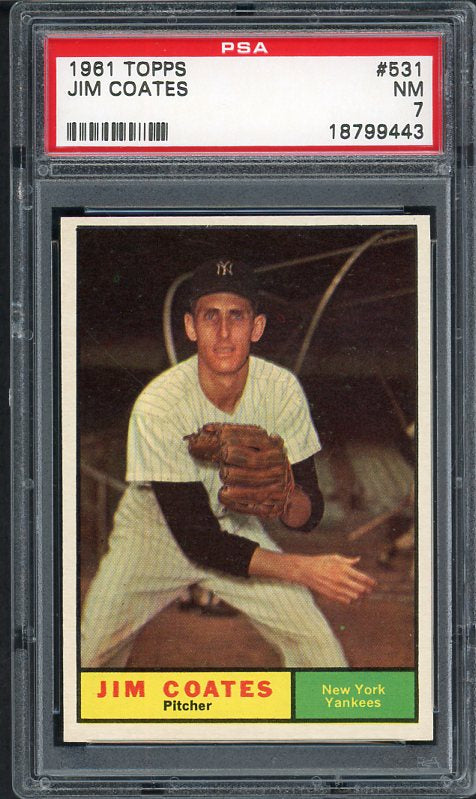 1961 Topps Baseball #531 Jim Coates Yankees PSA 7 NM 537964