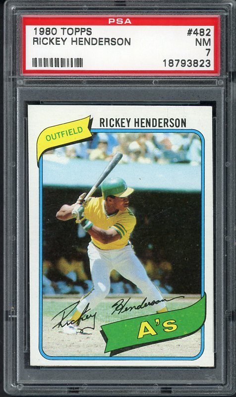 1980 Topps Baseball #482 Rickey Henderson A's PSA 7 NM 537967