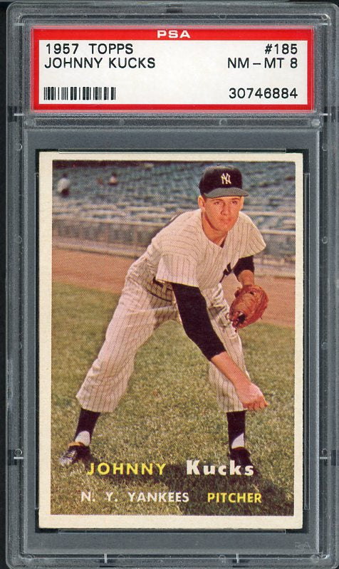 1957 Topps Baseball #185 Johnny Kucks Yankees PSA 8 NM/MT 537972