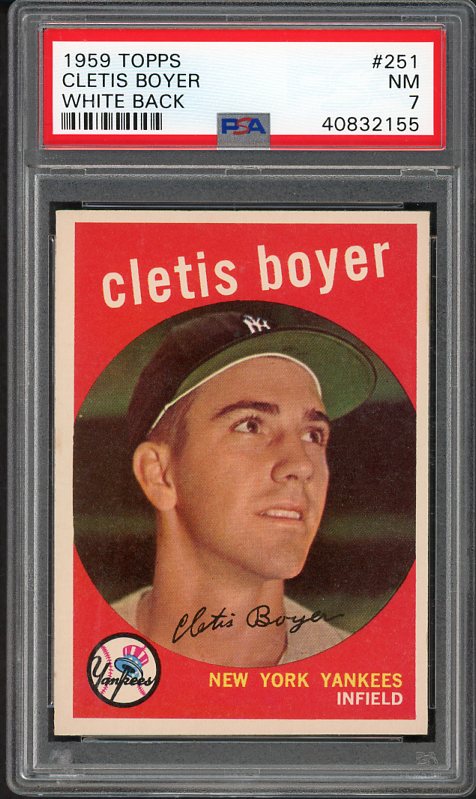 1959 Topps Baseball #251 Clete Boyer Yankees PSA 7 NM 537979