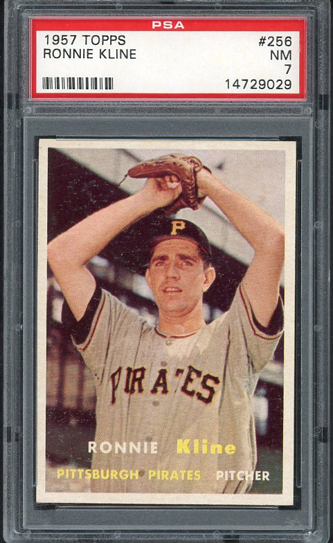 1957 Topps Baseball #256 Ron Kline Pirates PSA 7 NM 537981