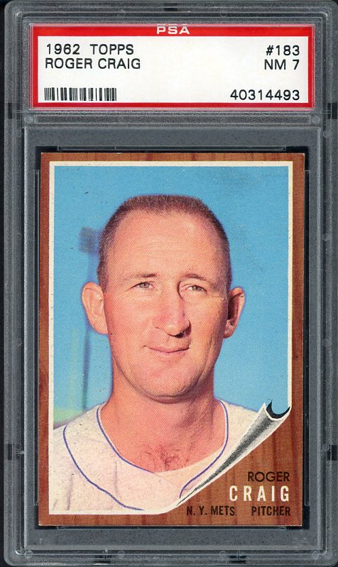 1962 Topps Baseball #183 Roger Craig Mets PSA 7 NM 537983