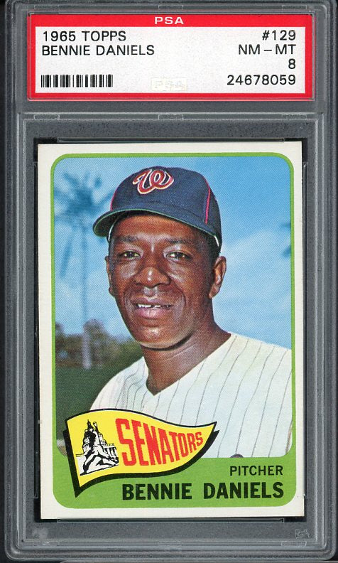 1965 Topps Baseball #129 Bennie Daniels Senators PSA 8 NM/MT 537998