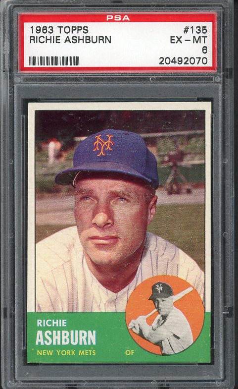 1963 Topps Baseball #135 Richie Ashburn Mets PSA 6 EX-MT 538001
