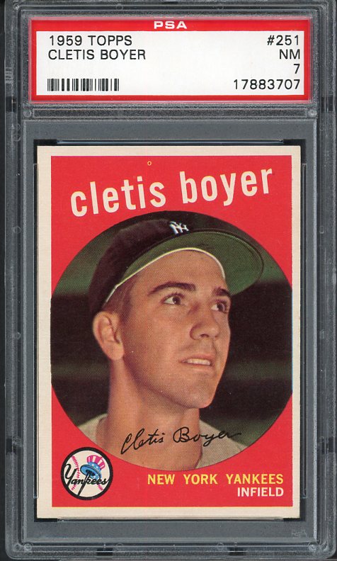 1959 Topps Baseball #251 Clete Boyer Yankees PSA 7 NM 538010