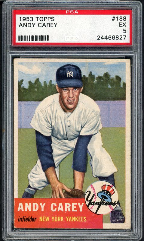 1953 Topps Baseball #188 Andy Carey Yankees PSA 5 EX 538048