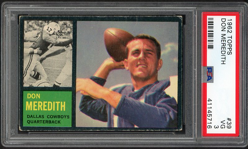 1962 Topps Football #039 Don Meredith Cowboys PSA 3 VG 538060