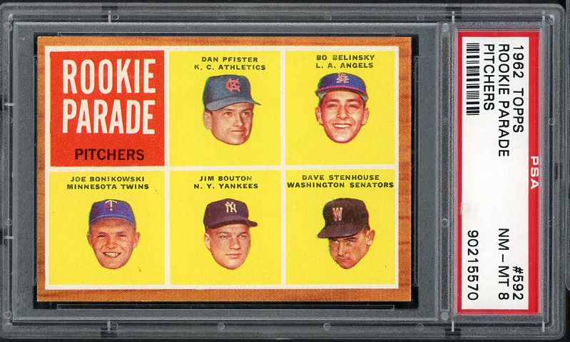 1962 Topps Baseball #592 Jim Bouton Yankees PSA 8 NM/MT 538063