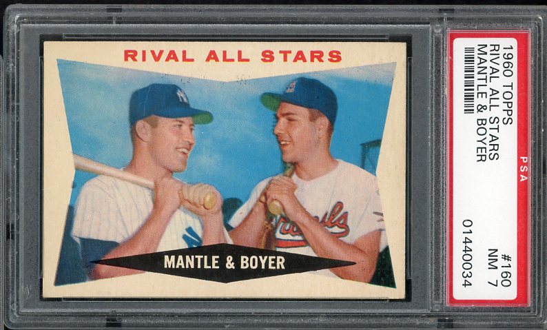 1960 Topps Baseball #160 Mickey Mantle Ken Boyer PSA 7 NM 538065