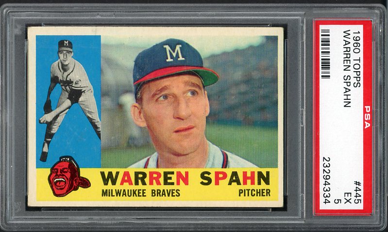 1960 Topps Baseball #445 Warren Spahn Braves PSA 5 EX 538067