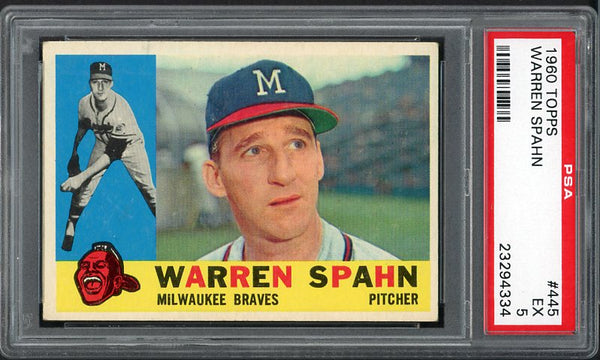 1960 Topps Baseball #445 Warren Spahn Braves PSA 5 EX 538067