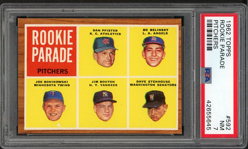 1962 Topps Baseball #592 Jim Bouton Yankees PSA 7 NM 538068