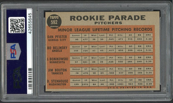 1962 Topps Baseball #592 Jim Bouton Yankees PSA 7 NM 538068