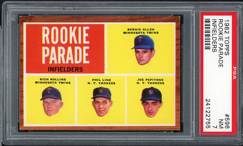 1962 Topps Baseball #596 Joe Pepitone Yankees PSA 7 NM 538069