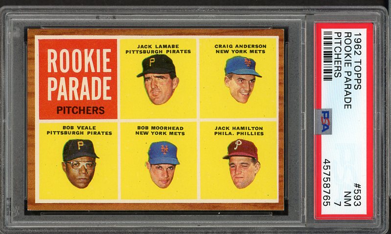 1962 Topps Baseball #593 Bob Veale Pirates PSA 7 NM 538071