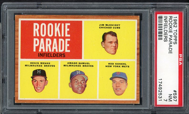 1962 Topps Baseball #597 Rod Kanehl Mets PSA 7 NM 538085