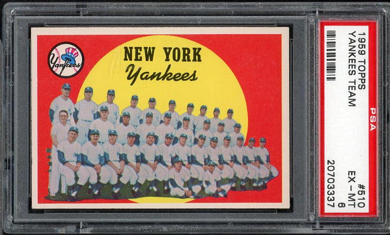 1959 Topps Baseball #510 New York Yankees Team PSA 6 EX-MT 538089