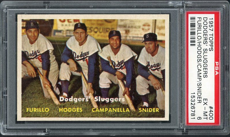 1957 Topps Baseball #400 Roy Campanella Duke Snider Gil Hodges PSA 6 EX-MT 538091