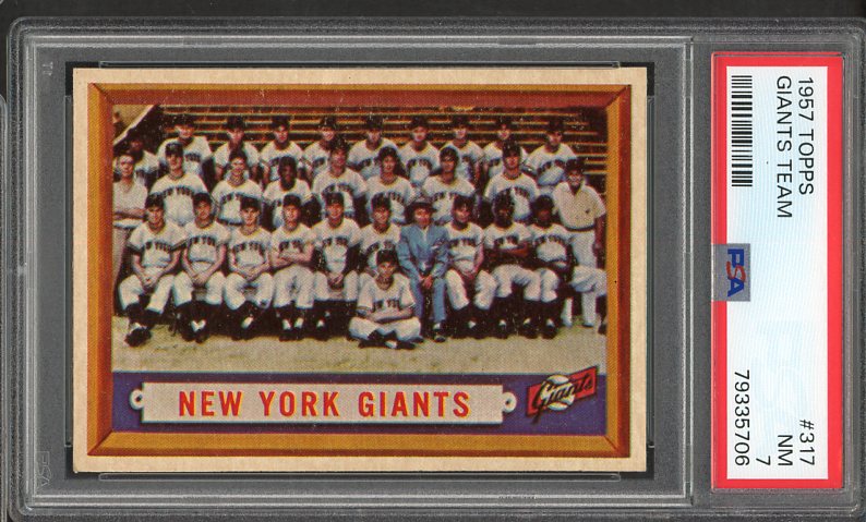 1957 Topps Baseball #317 New York Giants Team PSA 7 NM 538094