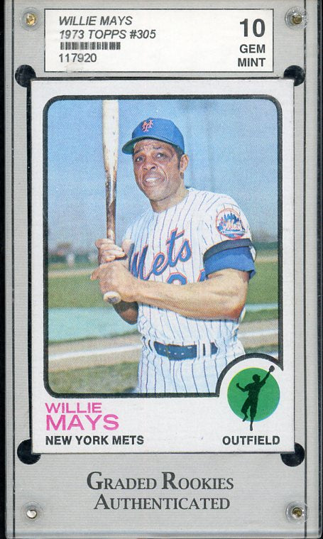 1973 Topps Baseball #305 Willie Mays Mets GRA 10 GEM MINT 538110