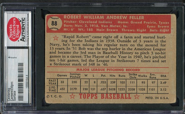 1952 Topps Baseball #088 Bob Feller Indians SCD 2 GD 538114