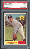 1961 Topps Baseball #333 Fritz Brickell Yankees PSA 7 NM 538126
