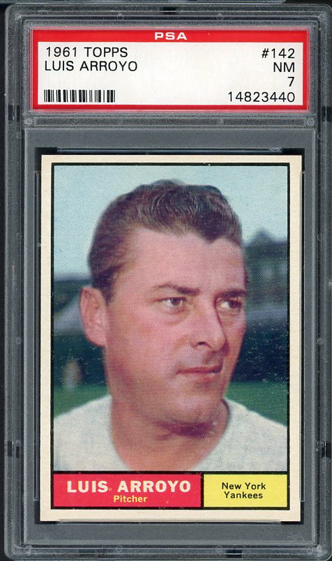 1961 Topps Baseball #142 Luis Arroyo Yankees PSA 7 NM 538127