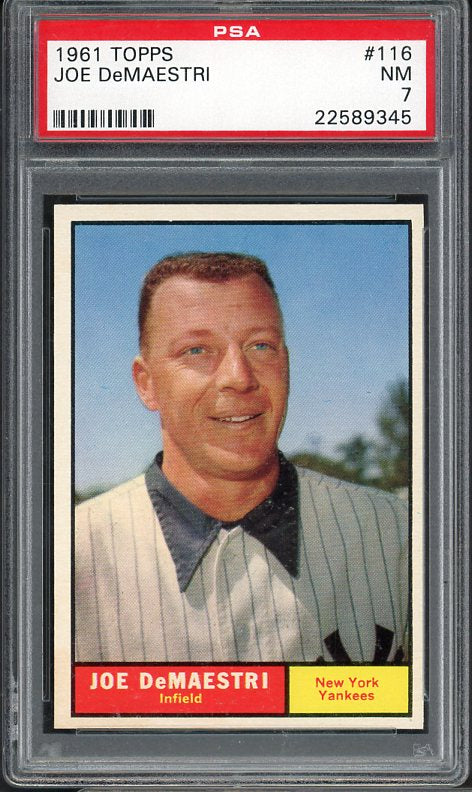 1961 Topps Baseball #116 Joe Demaestri Yankees PSA 7 NM 538130