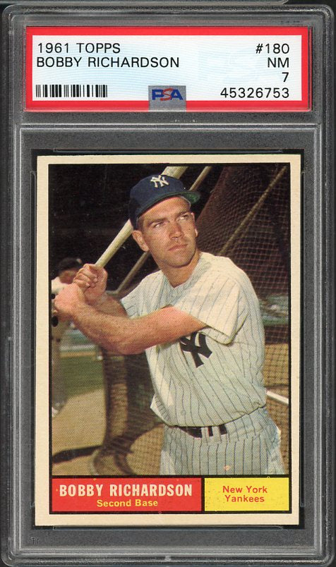 1961 Topps Baseball #180 Bobby Richardson Yankees PSA 7 NM 538159