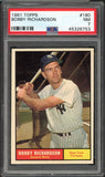 1961 Topps Baseball #180 Bobby Richardson Yankees PSA 7 NM 538159
