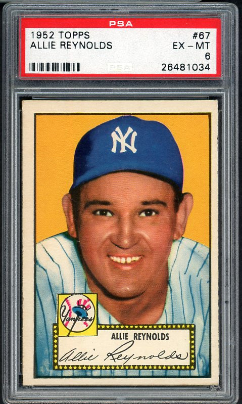 1952 Topps Baseball #067 Allie Reynolds Yankees PSA 6 EX-MT Red 538160