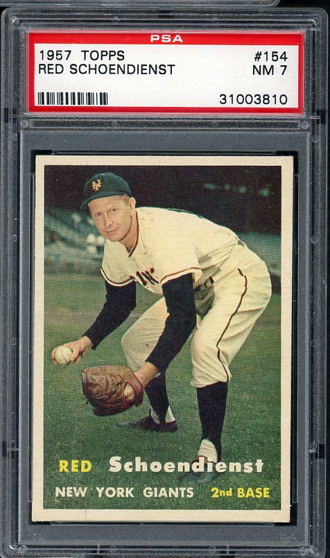 1957 Topps Baseball #154 Red Schoendienst Giants PSA 7 NM 538163