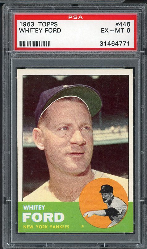 1963 Topps Baseball #446 Whitey Ford Yankees PSA 6 EX-MT 538175